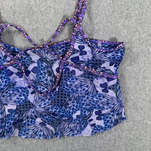 Maaji Sheer Cami Swim Top Women's Large Purple Floral Strappy Crossover - Picture 2 of 6